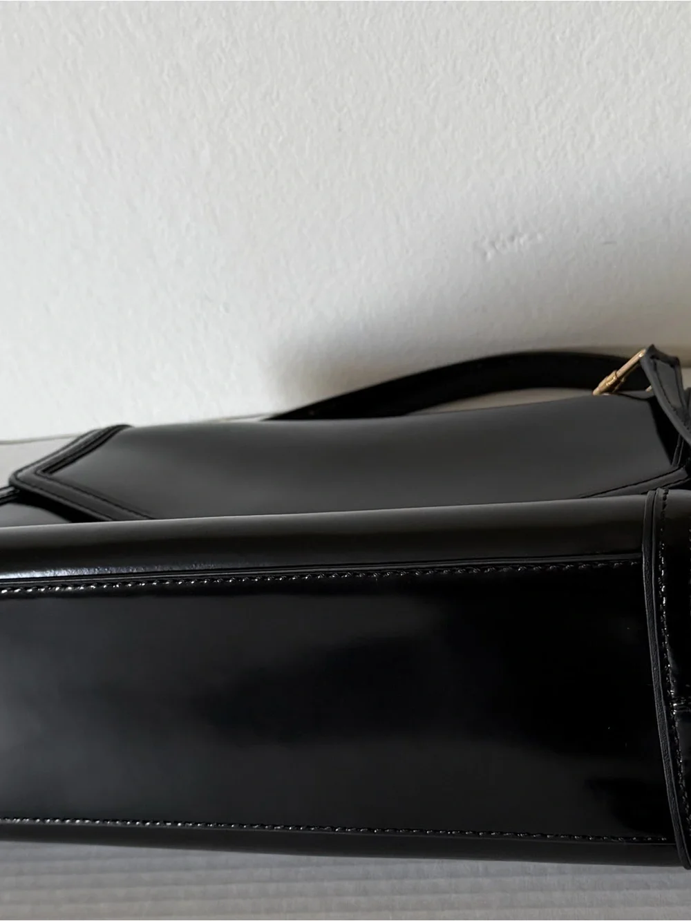 Tory Burch Black Glossy Leather Juliette Top Handle Bag